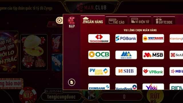 Hướng dẫn nạp – rút tiền tại Manclub